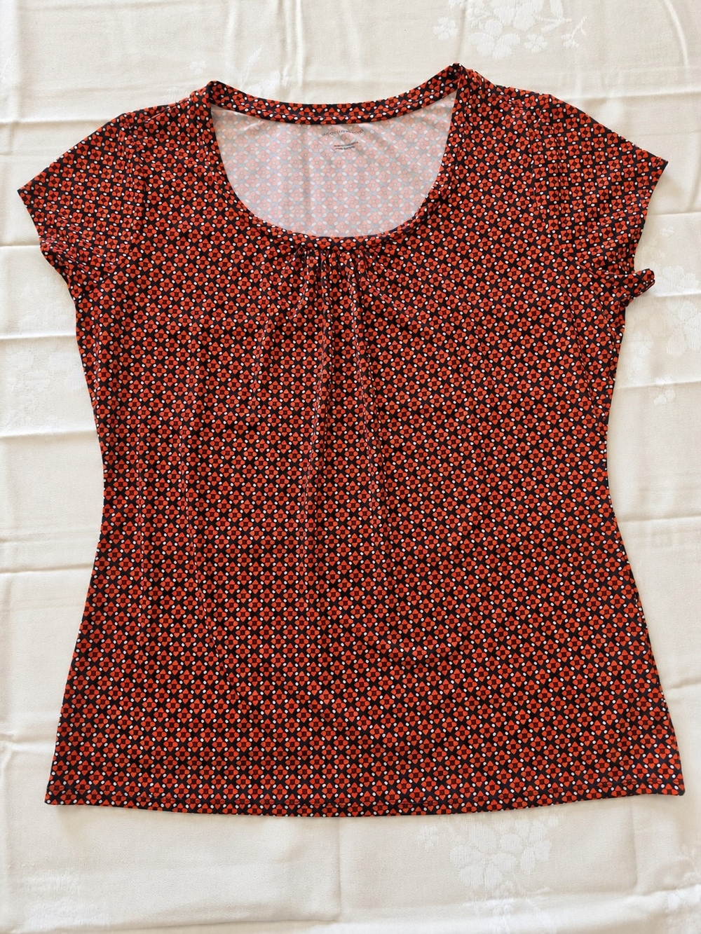 Worthington Geometric Blouse in Black & Red Size Large Like New